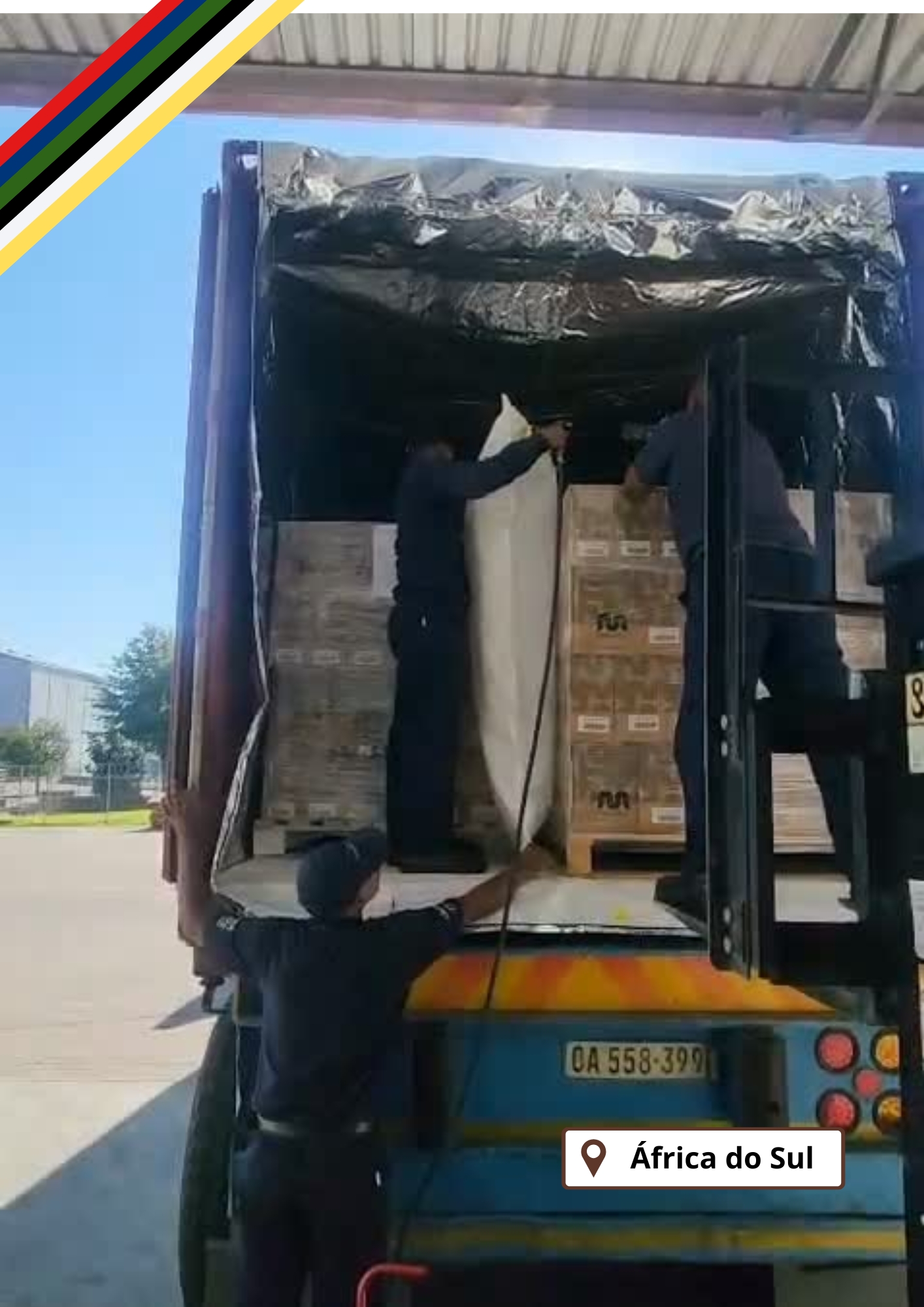 Carregamento de contêiner para exportação na África do Sul