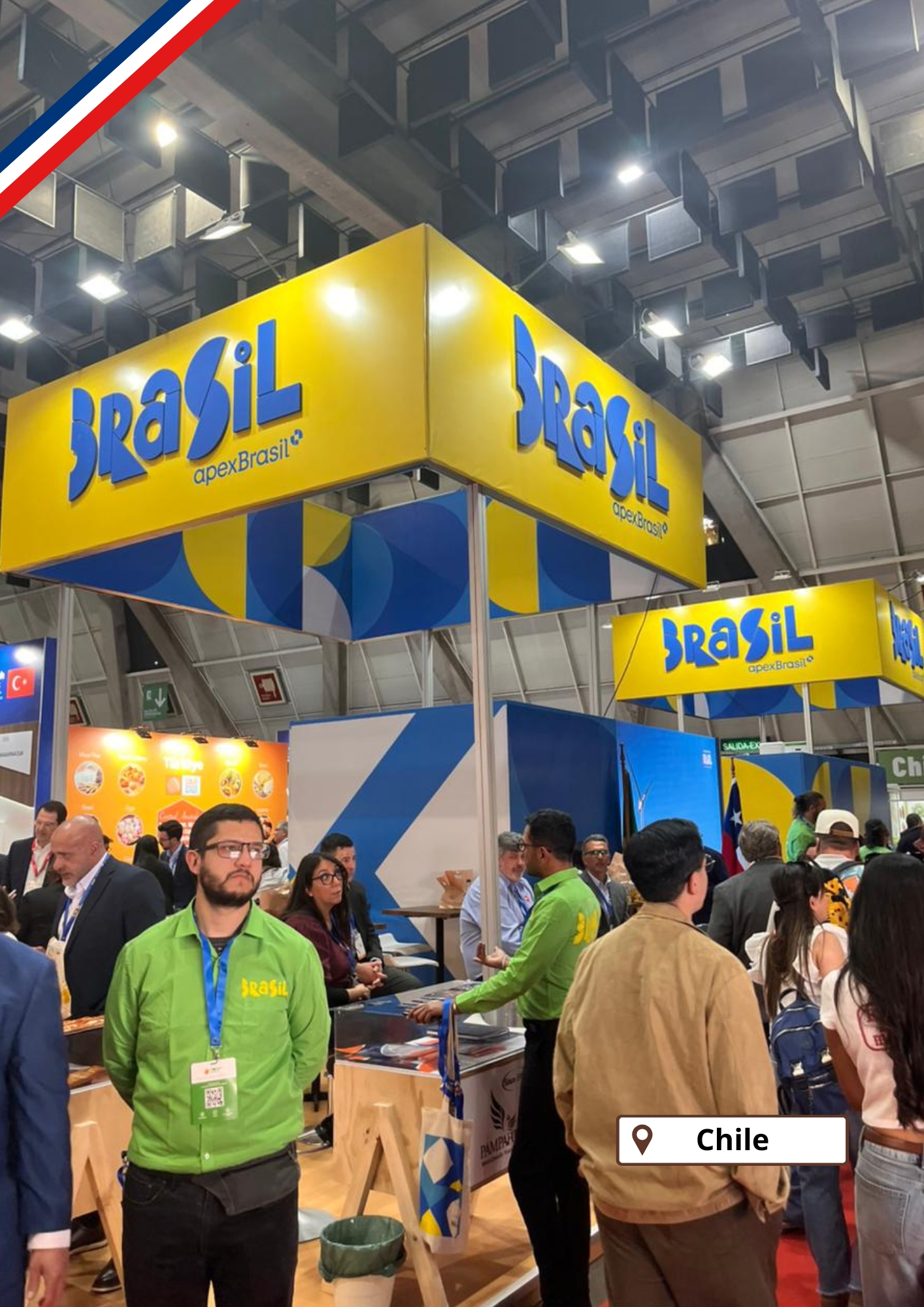 Pavilhão do Brasil da ApexBrasil em feira internacional no Chile